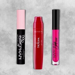 Lipstick Bundle NYX Lingerie XXL Slip Tease Revlon Kiss Cushion Lip Tint OS NWT